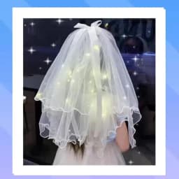 Bridal Veil Wedding Veils Women's White Tulle Short Veils Ribbon Edge With LED Light for Brides Bachelorette Hen Party Costume