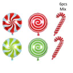 6Pcs Large Christmas Balloons Candy Cane Foil Balloon Christmas Windmill Candy Globos Kids Toy New Year Christmas Decorations