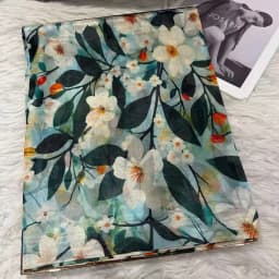 BYSIFA| White 100% Mulberry Silk Scarf Shawl Women New Floral Design Summer Long Beach Shawl Luxury Ladies Neck Scarves Hijabs