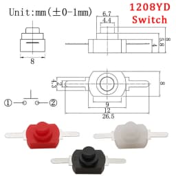 5-50Pcs DC 30V 1A 1208YD Mini Push Button Switch Electric Torch Flashlight Self Lock Switch Latching On Off Switch Micro Switch