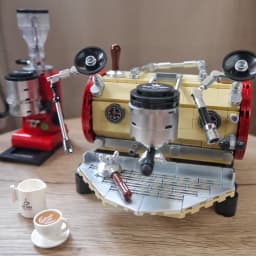 Creative Vintage Coffee Machine Bean Grinder Model Building Blocks Simulation Classic Retro Coffee Maker Bricks MOC Toys Gift