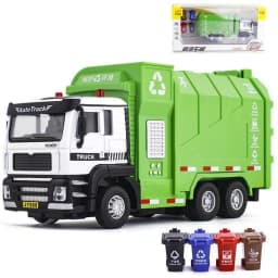 1/32 City Garbage Truck Car Model Diecast Metal Garbage Sorting Sanitation Vehicle Car Model Sound and Light Childrens Toys Gift