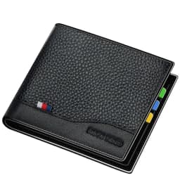 BISONDENIM Genuine Leather Men Wallets Coin Pocket Card Holder Male Purse Fashion Wallets High Quality Gift for Husband Father