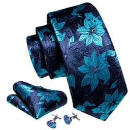 Designer Silk Men Tie Set Blue Teal Green Necktie Handkerchief Cufflinks Wedding Business Gift Dropship Barry. Wang A-5981