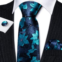 Designer Silk Men Tie Set Blue Teal Green Necktie Handkerchief Cufflinks Wedding Business Gift Dropship Barry. Wang A-5981