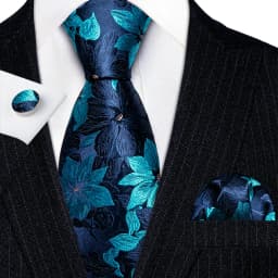 Designer Silk Men Tie Set Blue Teal Green Necktie Handkerchief Cufflinks Wedding Business Gift Dropship Barry. Wang A-5981