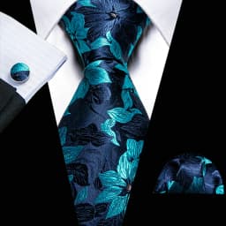 Designer Silk Men Tie Set Blue Teal Green Necktie Handkerchief Cufflinks Wedding Business Gift Dropship Barry. Wang A-5981