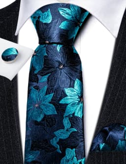 Designer Silk Men Tie Set Blue Teal Green Necktie Handkerchief Cufflinks Wedding Business Gift Dropship Barry. Wang A-5981
