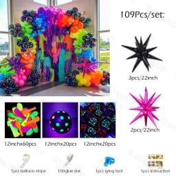1Set Neon Balloons Neon Glow UV Glow Balloons Garland Arch Kit Fluorescent Globos Blacklight Birthday Party Decor Baby Shower