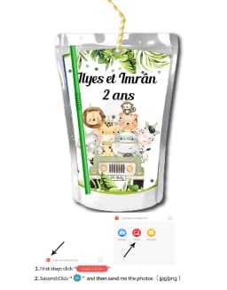Jungle Theme Forest Juice Pouch Labels Custom Birthday Gift Gable Box Favor Tag Stickers Birthday Baby Shower Party Decoration