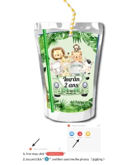 Jungle Theme Forest Juice Pouch Labels Custom Birthday Gift Gable Box Favor Tag Stickers Birthday Baby Shower Party Decoration