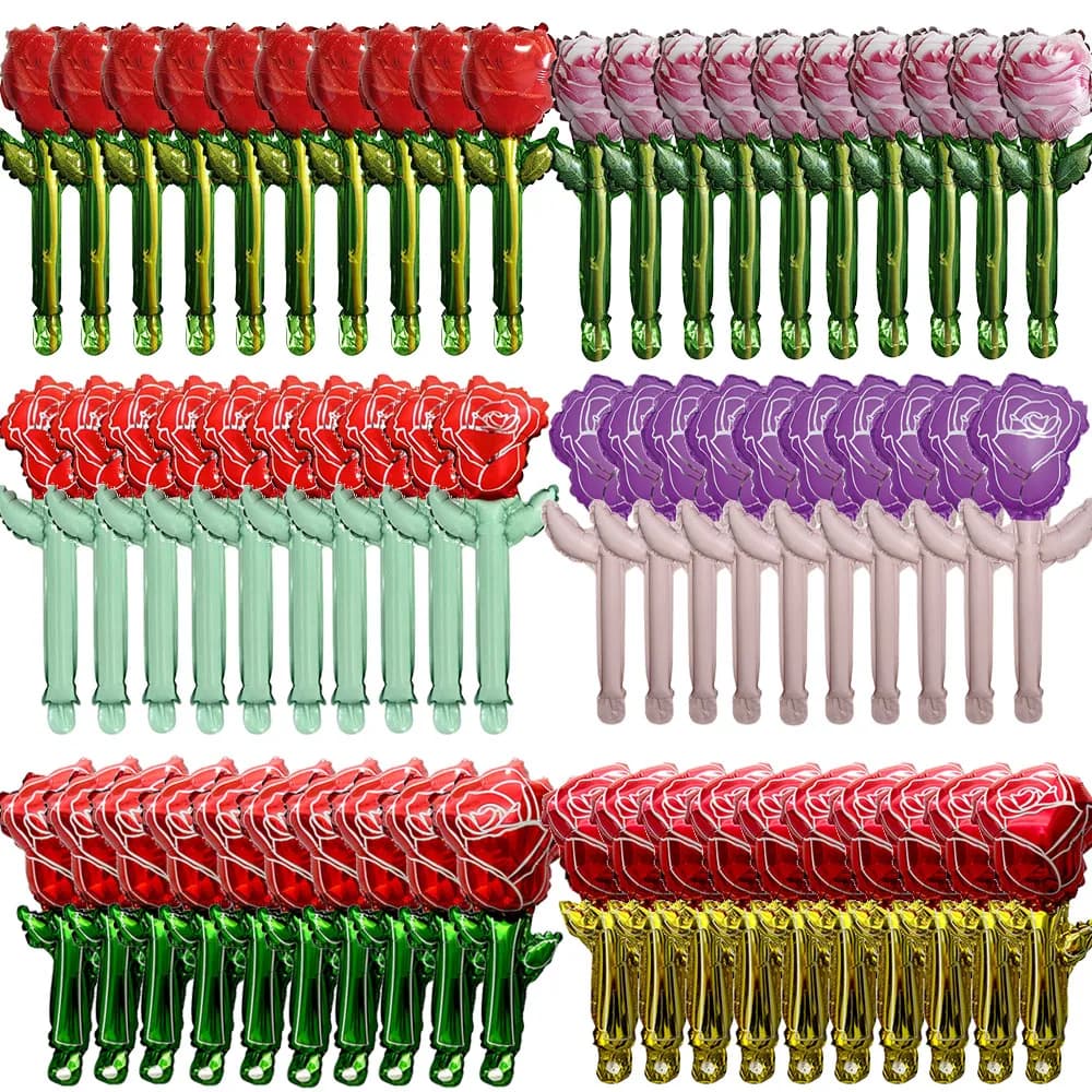 10pcs Mini Rose Flower Balloons Rose Shaped Balloons Birthday Wedding Balloon Mother's Day Decoration Baby Shower Party Supplies