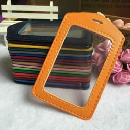 PU Leather ID Badge Case Clear and Color Border Lanyard Holes Bank Credit Card Holders ID Badge Holders Accessories DropShipping