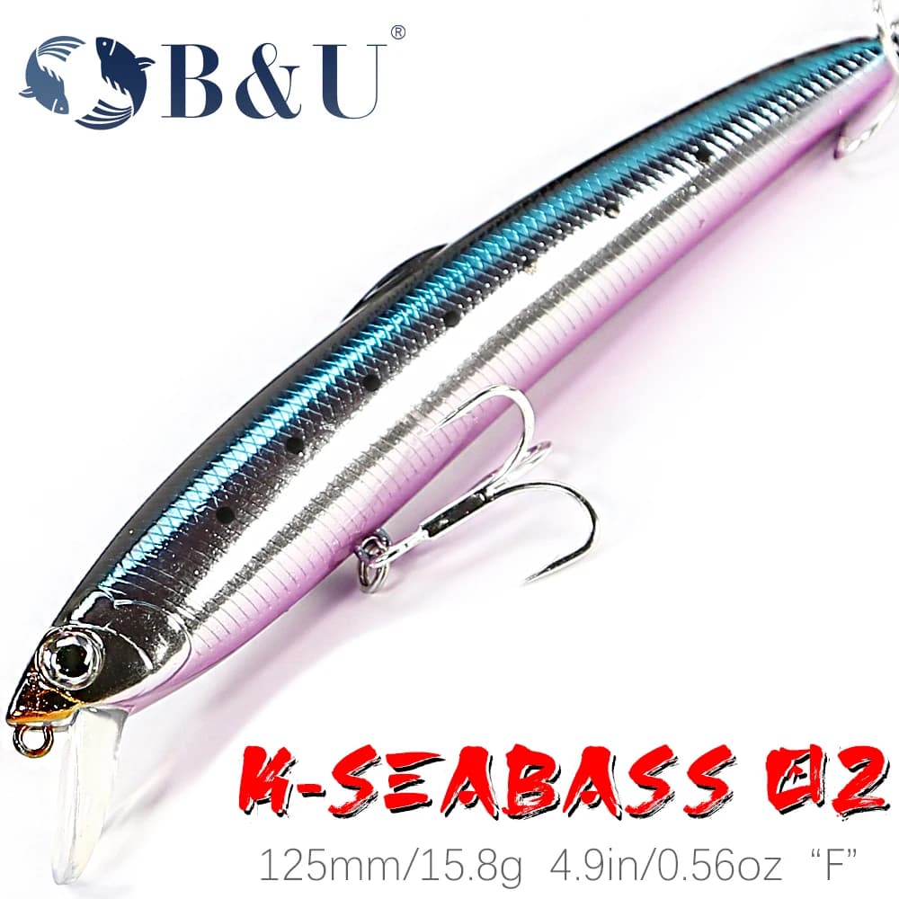 B&U 125mm SARUNA Floating Minnow Fishing Lure Hard Bait Minnow Wobbler Swimbait Saltwater Fishing For Seabass