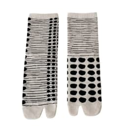 Women Colorful Jacquard Two-Toed Socks Combed Cotton Soft Breathable Split Toe Socks Funny Chic Plants Leopard Striped Tabi Sock