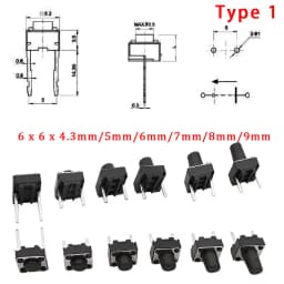 50Pcs/Lot 6x6mm Micro Tactile Push Button Switches 6*6*4.3/5/6/7/8/9/10/11/12/13mm DIP SMT 2 Pin 4 Pin Momentary Tact Key Switch