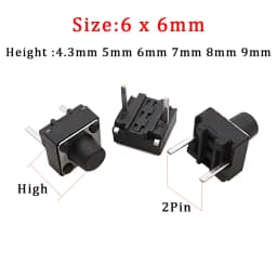 50Pcs/Lot 6x6mm Micro Tactile Push Button Switches 6*6*4.3/5/6/7/8/9/10/11/12/13mm DIP SMT 2 Pin 4 Pin Momentary Tact Key Switch
