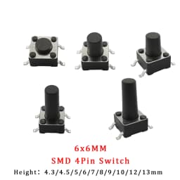 50Pcs/Lot 6x6mm Micro Tactile Push Button Switches 6*6*4.3/5/6/7/8/9/10/11/12/13mm DIP SMT 2 Pin 4 Pin Momentary Tact Key Switch
