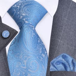GUSLESON 8cm Blue Black Pink Men Ties Pocket Square Cufflinks Set Paisley Silk Necktie Wedding Business Gift Tie Accessories