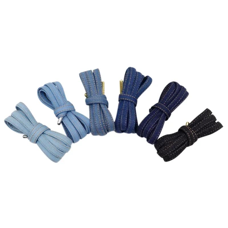 Fashion Blue Denim Shoe Laces with Strap Flat Decorative Cord Promotional Gift Durable Shoelaces String for Brands Shoes Boots