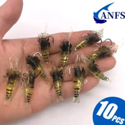 10pcs Soft Shrimp Shaped Fishing Lure With Hook, Bait Kit For Outdoor, Fishing Accessories