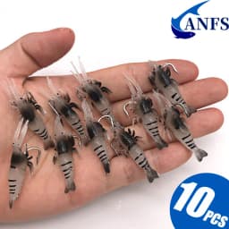 10pcs Soft Shrimp Shaped Fishing Lure With Hook, Bait Kit For Outdoor, Fishing Accessories