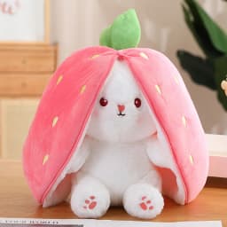 20-45cm New Strawberry Rabbit Plush Toys Kawaii Soft Bunny Hiding in Carrot Bag Stuffed Doll Novel Gifts for Children Room Decor
