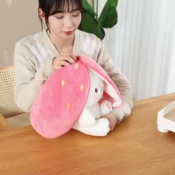 20-45cm New Strawberry Rabbit Plush Toys Kawaii Soft Bunny Hiding in Carrot Bag Stuffed Doll Novel Gifts for Children Room Decor