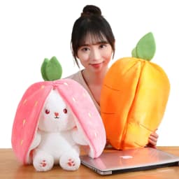 20-45cm New Strawberry Rabbit Plush Toys Kawaii Soft Bunny Hiding in Carrot Bag Stuffed Doll Novel Gifts for Children Room Decor