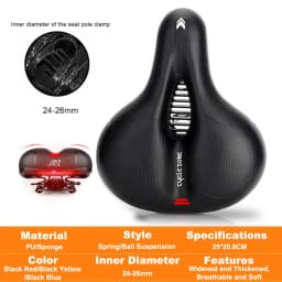 Hollow Breathable Bicycle Saddle Men Women MTB Road Bike Saddle Shock Absorbing Comfortable Big Butt Bike Seat Safety Warning