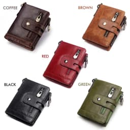 Fashion Women Wallet Genuine Leather Female Clutch Wallets Hasp Double Zipper Design Short Coin Pocket ID Card Holder Purse
