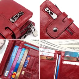 Fashion Women Wallet Genuine Leather Female Clutch Wallets Hasp Double Zipper Design Short Coin Pocket ID Card Holder Purse