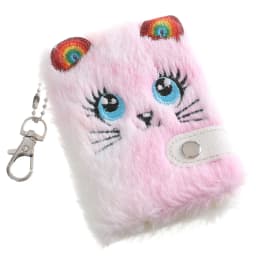 Cute Cat Plush Notebook For Girls Kawaii Pendant Keychain Furry Cats Notebook Daily Planner Journal Book Note Pad Stationery