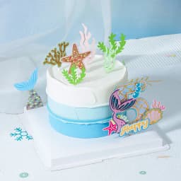 0-9 Digital Glitter Mermaid Tail Cake Topper Little Mermaid Party Cupcake Toppers Happy Birthday Cake Decor DIY Baking Supplies