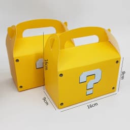 12Pcs Large Yellow Question Mark Candy Box With Handle Wedding Favor Gift Box Fold Bread Packaging Bag Birthday Party Decoration