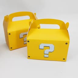 12Pcs Large Yellow Question Mark Candy Box With Handle Wedding Favor Gift Box Fold Bread Packaging Bag Birthday Party Decoration