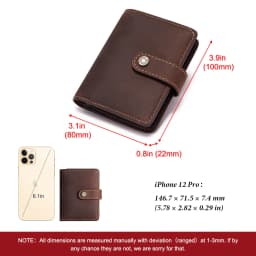 Crazy Horse Leather Card Holder Short Mini Wallets for Men with RFID Protection Aluminum Pop Up Smart Wallet with Zipper Pocket