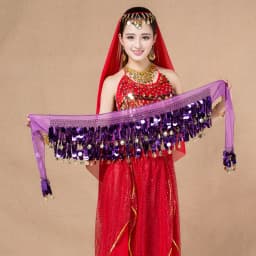 Belly Dance Sequined Waist Chain Copper Coin Waist Scarf Indian Dance Performance Clothing Accessories 10-color Hip Scarf