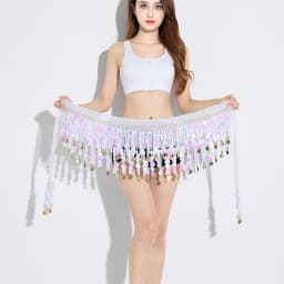 Belly Dance Sequined Waist Chain Copper Coin Waist Scarf Indian Dance Performance Clothing Accessories 10-color Hip Scarf
