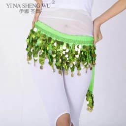 Belly Dance Sequined Waist Chain Copper Coin Waist Scarf Indian Dance Performance Clothing Accessories 10-color Hip Scarf