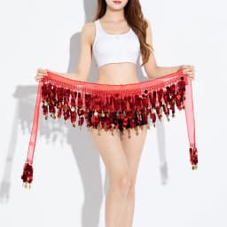Belly Dance Sequined Waist Chain Copper Coin Waist Scarf Indian Dance Performance Clothing Accessories 10-color Hip Scarf