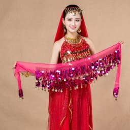 Belly Dance Sequined Waist Chain Copper Coin Waist Scarf Indian Dance Performance Clothing Accessories 10-color Hip Scarf