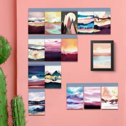 Ins Mountain River Scenery Art Postcards Creative Colorful Decoratiove Card Bedroom Background Wall Sticker Photo Props 15sheets