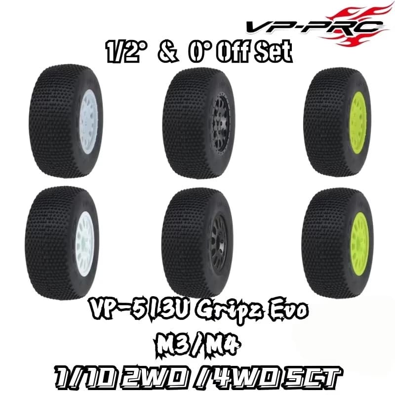 VP PRO 1/10 4WD 2WD SCT Short Truck Tire 0 1/2 off set 513U Gripz Evo 12mm Nut RC Racing Tire High Grip TLR Xray AE ARRMA Losi