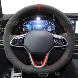 Car Steering Wheel Cover Customized Non-Slip Suede Braid For Volkswagen VW Atlas Golf 8 Mk8 Jetta Sharan Passat B9 Tiguan
