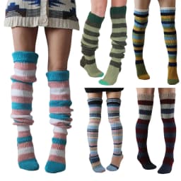 Women's Wool Knee Socks Leg Warmers Fashion Y2K Leggings Striped Long Knee Knitted Stacked Socks Women Winter Accessories