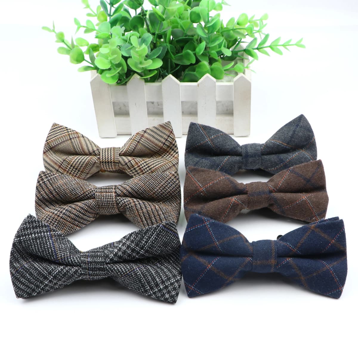 Gentlemen Cotton Bowtie Wedding Business Bow Tie For Man England Plaid Striped Dark Color Neck Ties Women Skinny Gravatas Cravat