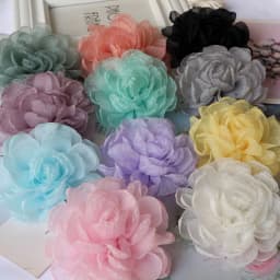 5PCS/Lot 9.5CM Handmade Large Chiffon Fabric Artificial Flower For Wedding Dress Hats Decoration