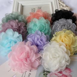 5PCS/Lot 9.5CM Handmade Large Chiffon Fabric Artificial Flower For Wedding Dress Hats Decoration