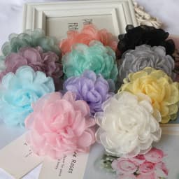 5PCS/Lot 9.5CM Handmade Large Chiffon Fabric Artificial Flower For Wedding Dress Hats Decoration